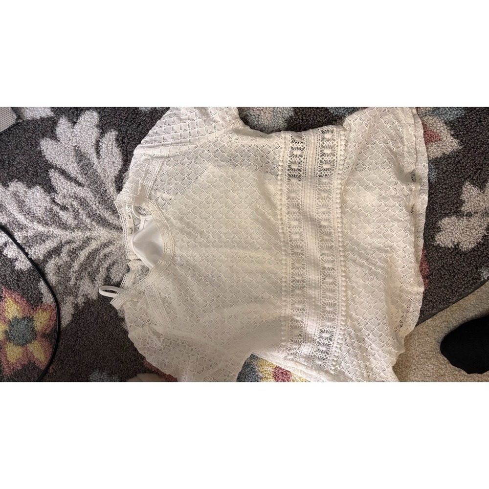 hazel Women's Flower Lace Blouse Ivory Boutique Boho W Tank Boutique 65$ Med Pt